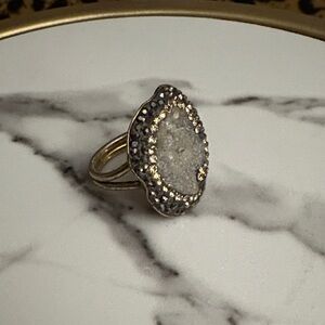 925 Druzy with marcicites Ring size 6 adjustable